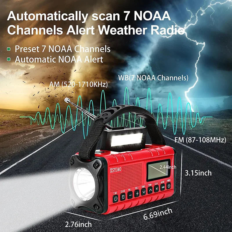 Emergency Radio 10000 Solar Hand Crank AM/FM/SW/NOAA Weather Alert Radio with Headphone Jack Flashlight Reading Lamp SOS Alarm