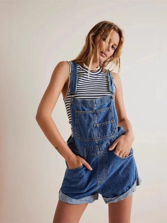 Harlow Vintage Denim Short Overalls