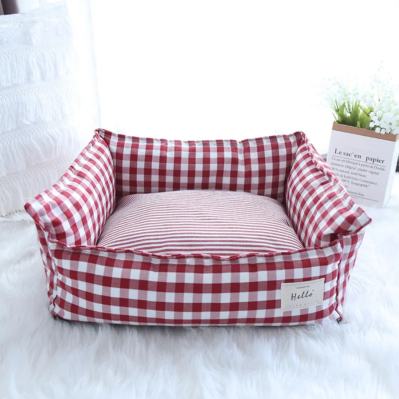 CloudBed Cotton Pet Sofa Bed – Breathable Striped Dog Bed for Small to Medium Pets