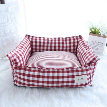 CloudBed Cotton Pet Sofa Bed – Breathable Striped Dog Bed for Small to Medium Pets