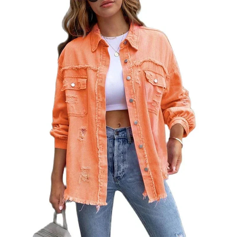 Boho damjeansjacka med höstlig Ibiza-känsla & slim fit – Yara