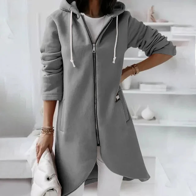 Elsie | Hooded cardigan with curved hem