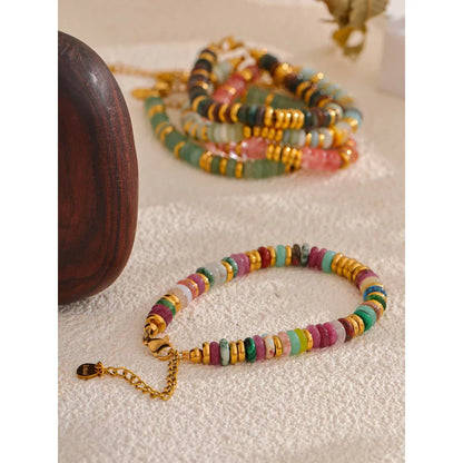 Sylvia Colorful Natural Stone Beaded Bracelet – Boho Chic Jewelry | Huna Jewelry