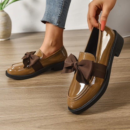 Mocassins en Cuir à Enfiler – Chaussures Élégantes avec Nœud et Semelle Plateforme
