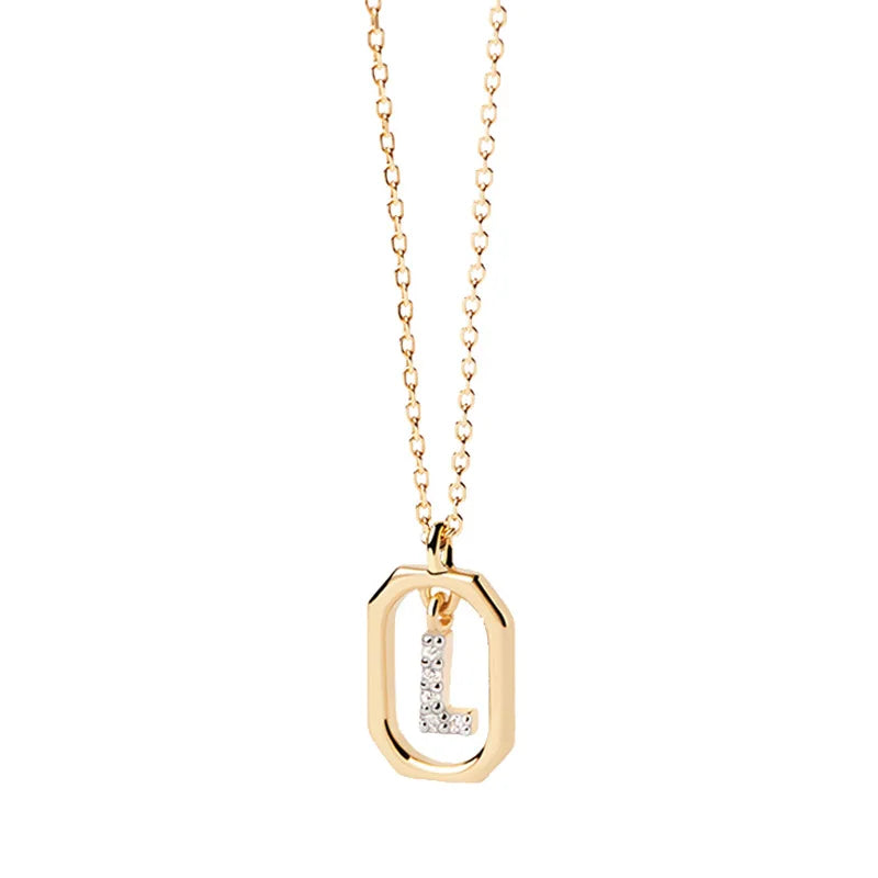 Collana Iniziale Personalizzata con Zirconi | Placcata in Oro – Ciondolo Lettera Alfabeto