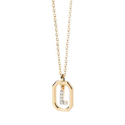 Collana Iniziale Personalizzata con Zirconi | Placcata in Oro – Ciondolo Lettera Alfabeto