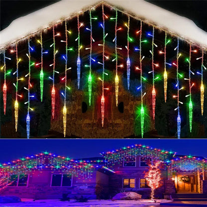 LED IJspegels Lichtsnoer | 8 Modi | Winter-Festoon Gordijn | Kerst- & Nieuwjaarsdecoratie 2025 | EU-Stekker