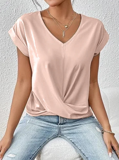 Eliza | V Neck Short Sleeve Blouse