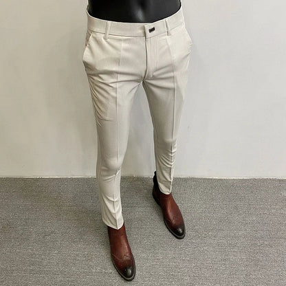 Men's Slim Fit Wool Mix Dress Trousers Formal Business Pants