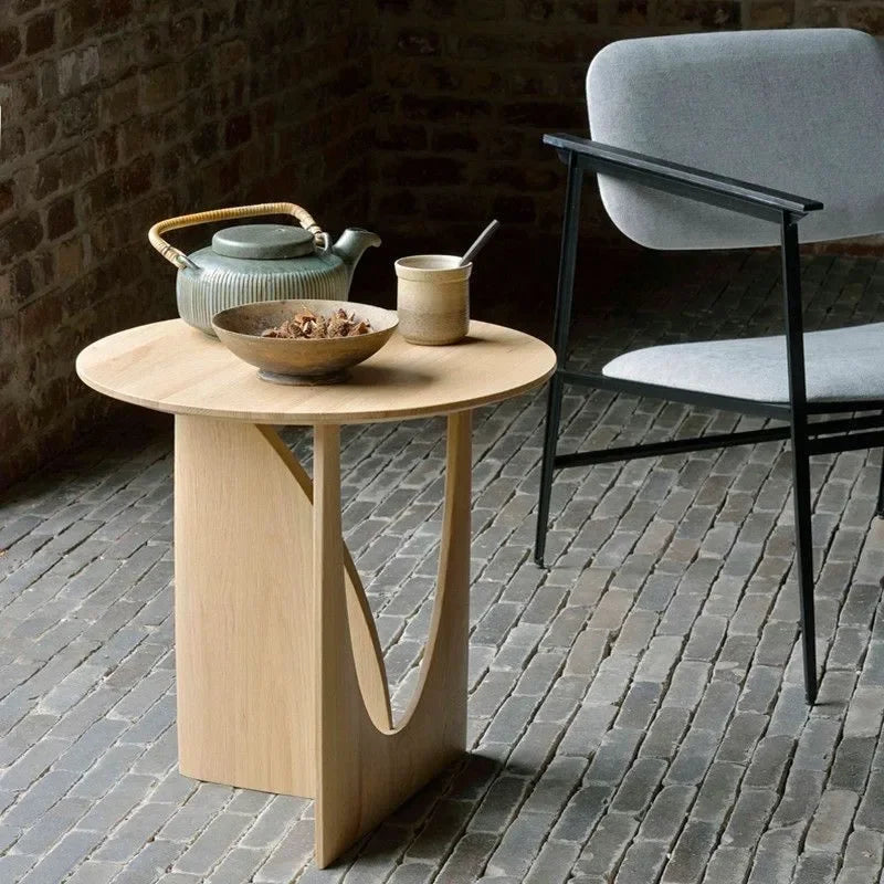 Bijzettafel Massief Hout Rond Scandinavisch 50cm Woonkamer Slaapkamer Nachttafel | Restfield
