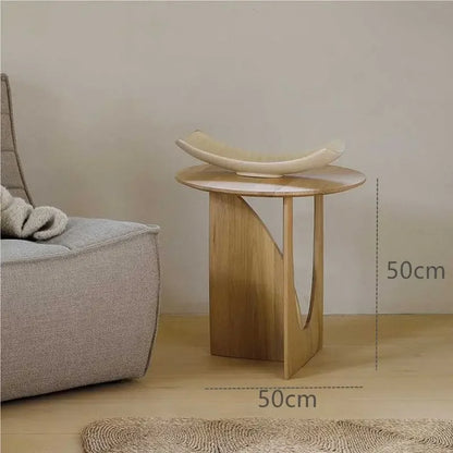 Bijzettafel Massief Hout Rond Scandinavisch 50cm Woonkamer Slaapkamer Nachttafel | Restfield