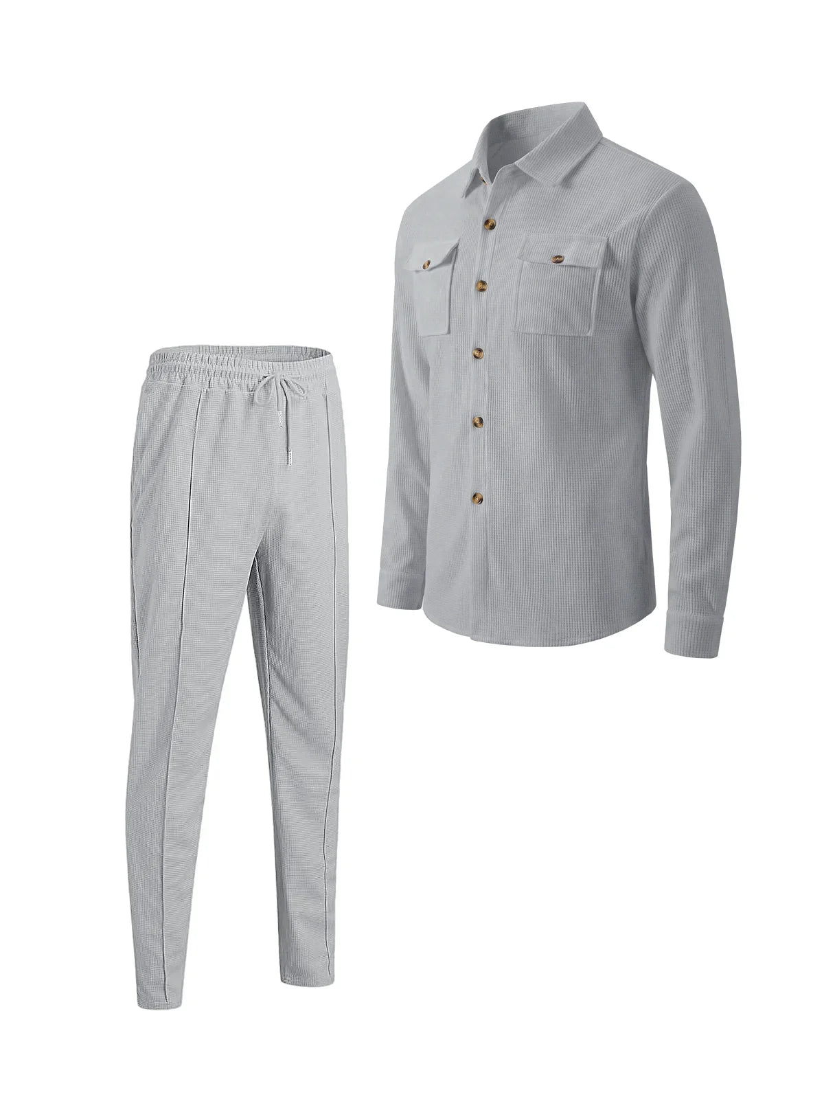 Alltime Rible Solid Button Pocket Two Piece Set
