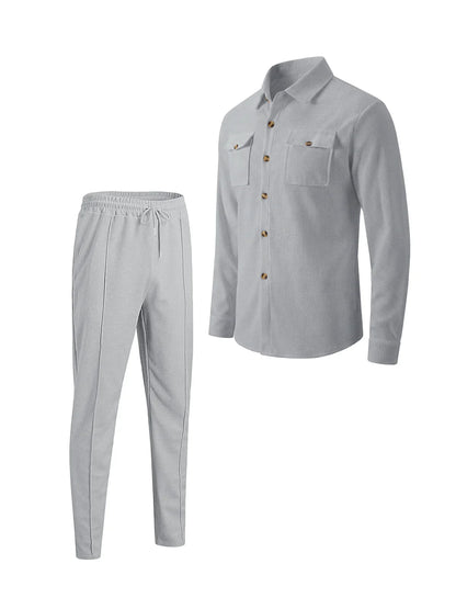 Alltime Rible Solid Button Pocket Two Piece Set
