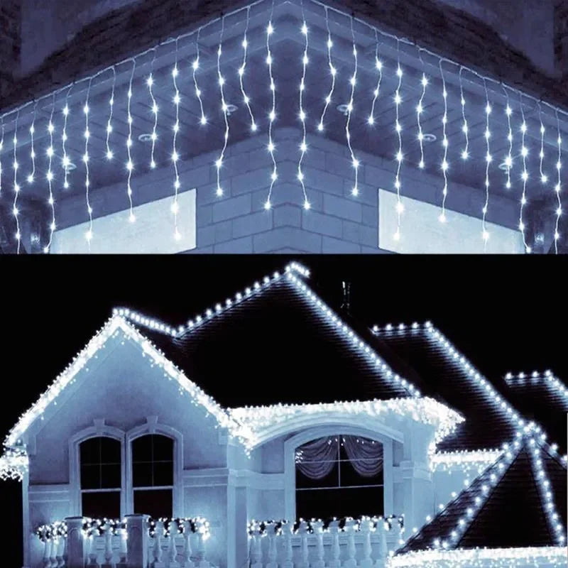 LED IJspegels Lichtsnoer | 8 Modi | Winter-Festoon Gordijn | Kerst- & Nieuwjaarsdecoratie 2025 | EU-Stekker