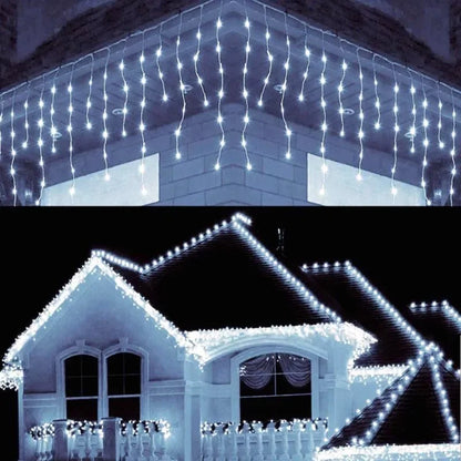 LED IJspegels Lichtsnoer | 8 Modi | Winter-Festoon Gordijn | Kerst- & Nieuwjaarsdecoratie 2025 | EU-Stekker