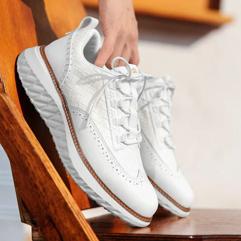 Men's Genuine Leather Casual Mesh Sneakers
