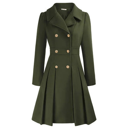 Women’s Elegant Double-Breasted Flare Long Coat