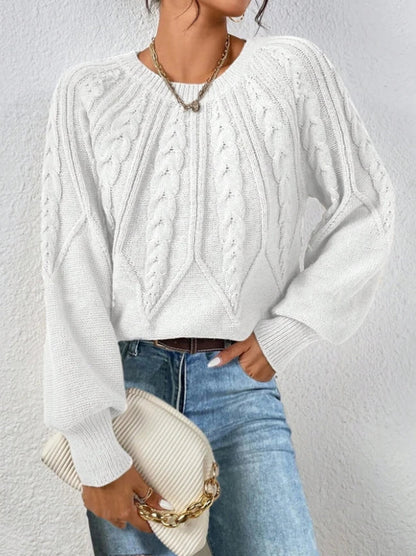 Twist Cozy – Camisola de malha com gola redonda e mangas compridas, quente e versátil 🍁✨