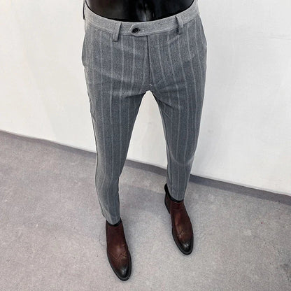 Men's Slim Fit Wool Mix Dress Trousers Formal Business Pants