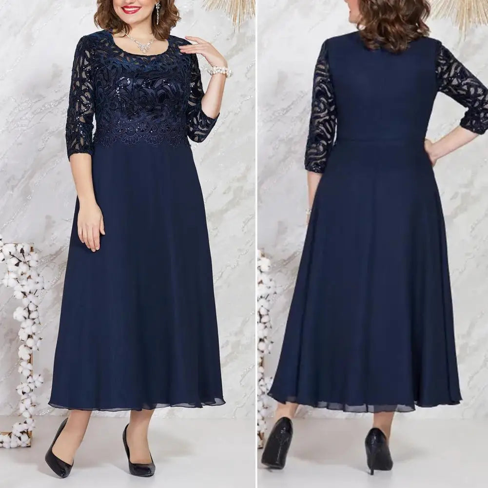 Plus Size Lace Chiffon Dress