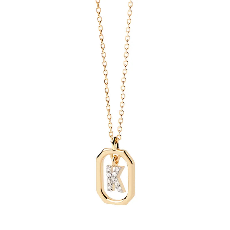 Collana Iniziale Personalizzata con Zirconi | Placcata in Oro – Ciondolo Lettera Alfabeto
