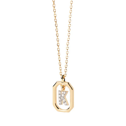 Collana Iniziale Personalizzata con Zirconi | Placcata in Oro – Ciondolo Lettera Alfabeto