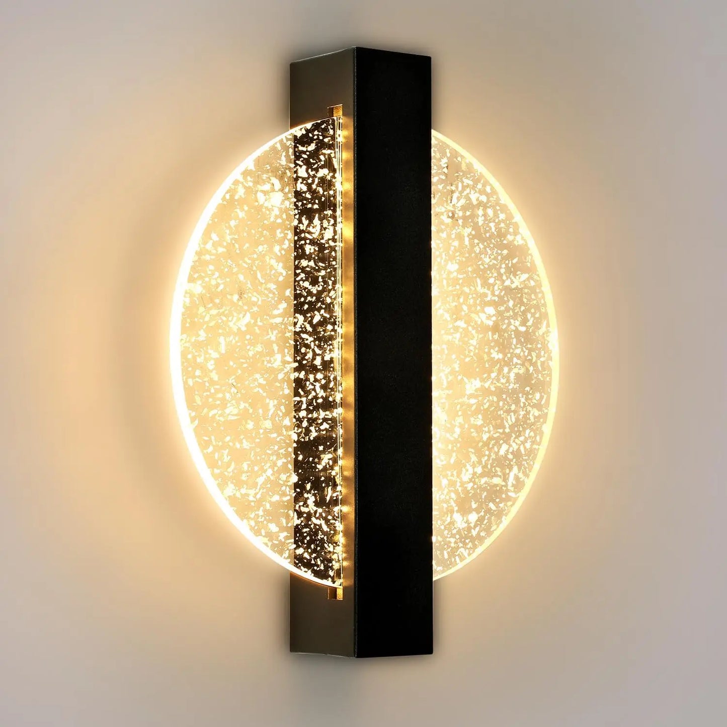 LumaLeaf Rundes Wandpaneel – Moderne LED-Wandleuchte mit silbernem Blatt & warmem Licht (3500 K)