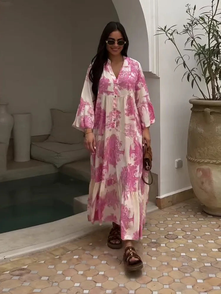 GlamMouris™ | Boho-maxi-kjole med blomstermønster