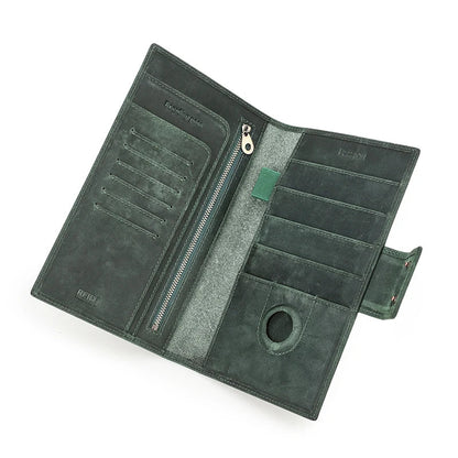 Larson Wallet: Made with Hand-Stitched Genuine Italian Leather - 1 or 4 Passport Slots, RFID Blocking,  1 AirTag Slot–Travel with Confidence