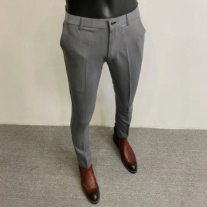 Men's Slim Fit Wool Mix Dress Trousers Formal Business Pants