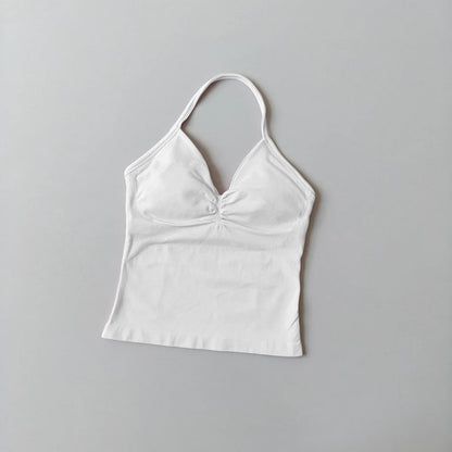 NO LOGO Women's Longline Strappy Backless Gym Top Scrunch Workout Open Back Bra Tank Top for Running Yoga Shirt