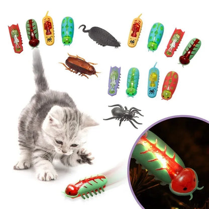 Interaktives elektrisches Katzenspielzeug – vibrierender Käfer, leuchtend bunt