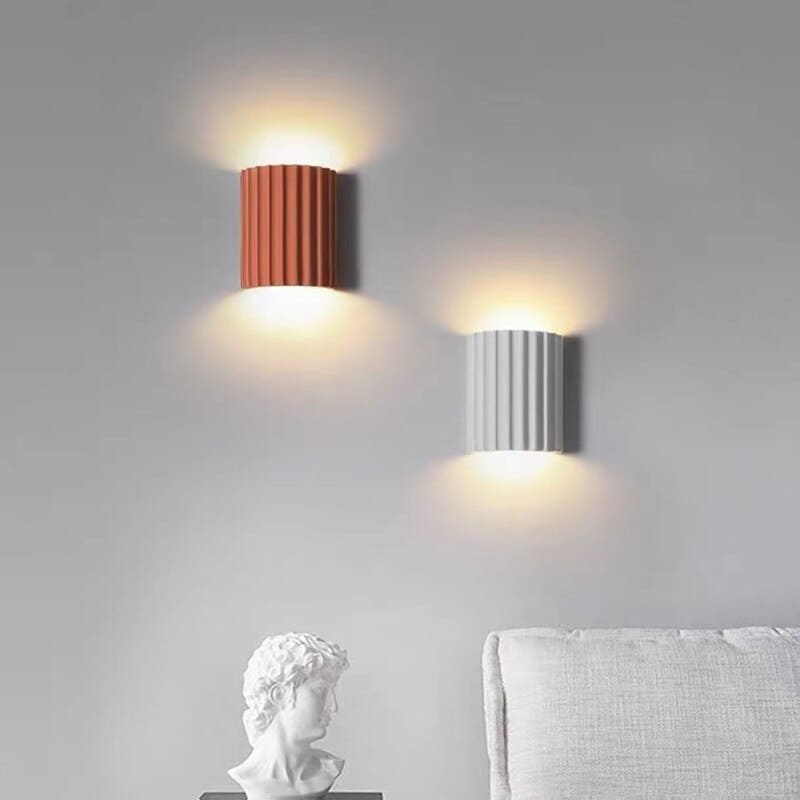 Modern Half-Round Resin Wall Lamp for Living Room | Up & Down Lighting | G9 Dual Light Fixture | Contemporary Indoor Wall Sconce