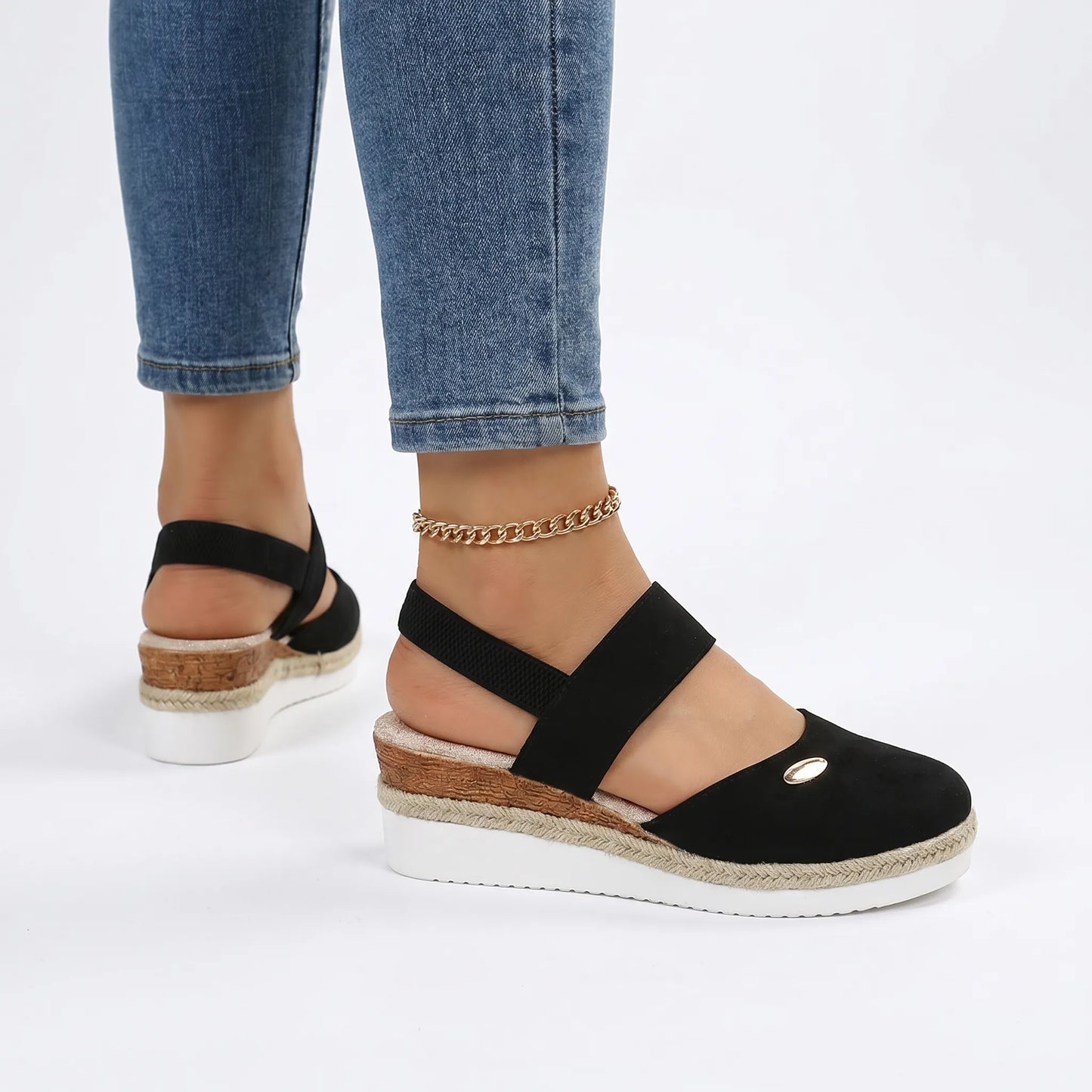 Sandalen dames | Comfortabele sleehak met gesloten neus