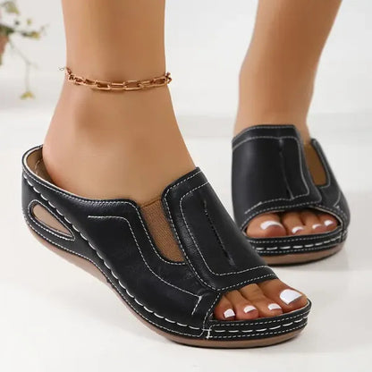 Sandali Ortopedici Donna | Mules con Zeppa & Fascia Elastica Laterale