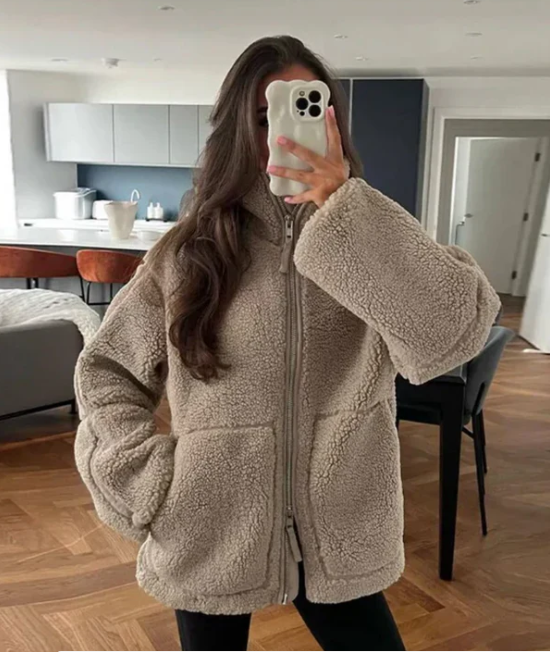 Sarah | Teddy Coat with Zipper