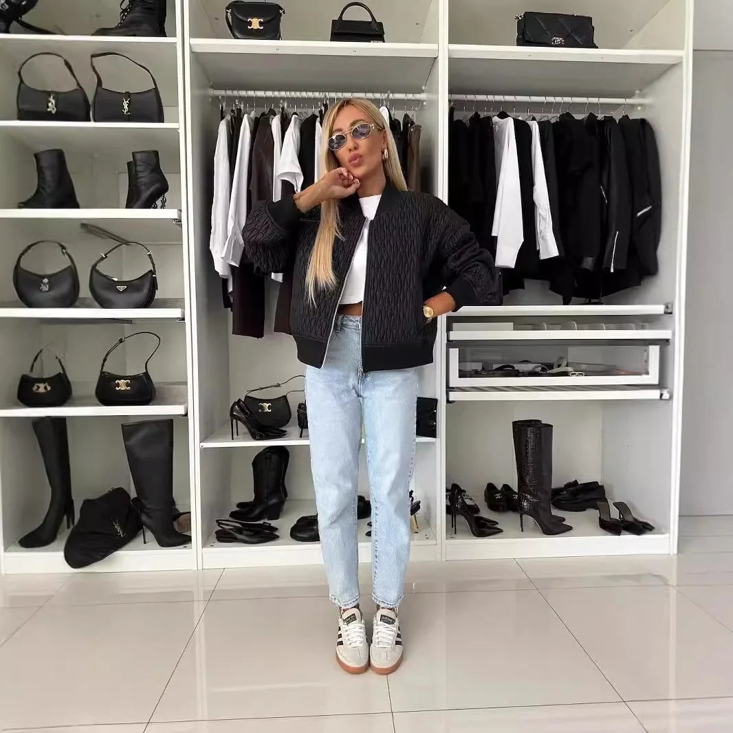 Hazel | Women trendy na zamek z przodu Quilted jacket