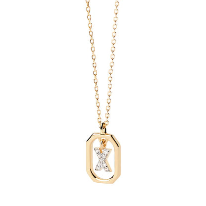 Collana Iniziale Personalizzata con Zirconi | Placcata in Oro – Ciondolo Lettera Alfabeto