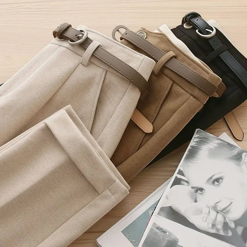 Mila - Pantalon Taille Haute Classique avec Devant Plissé