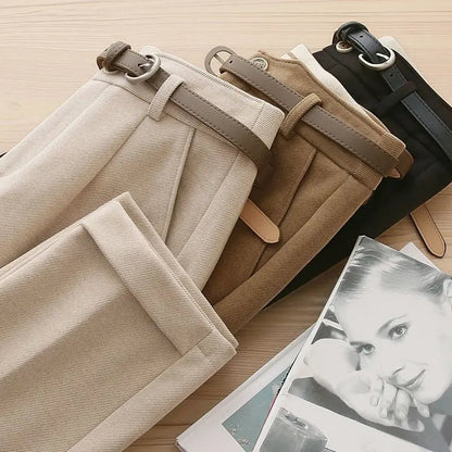 Mila - Pantalon Taille Haute Classique avec Devant Plissé