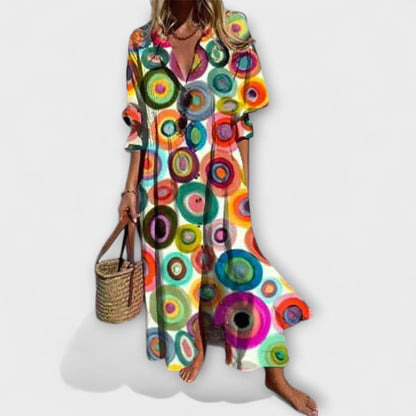 Figurschmeichelndes Maxi Kleid mit Bauchkaschierung