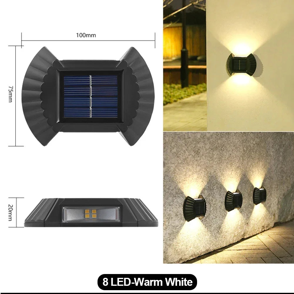 LED Solar Wall Lamp Outdoor Waterproof Up and Down Luminous Lighting Garden Decoration Solar Lights Stairs Fence Sunlight Lamp