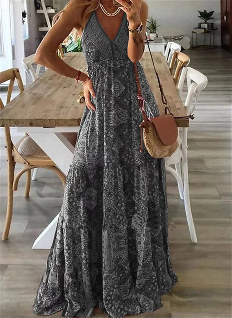 Boho-Print Schlupf-Maxikleid