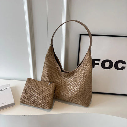 Livia Woven Tote | Vegane Umhängetasche mit Pouch
