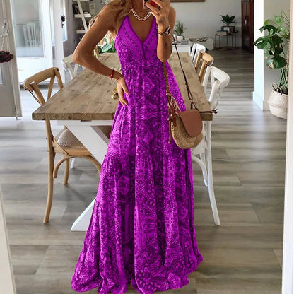 Boho-Print Schlupf-Maxikleid