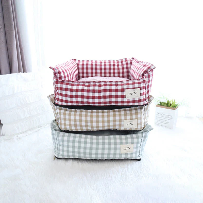 CloudBed Cotton Pet Sofa Bed – Breathable Striped Dog Bed for Small to Medium Pets