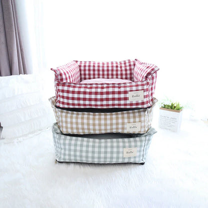 CloudBed Cotton Pet Sofa Bed – Breathable Striped Dog Bed for Small to Medium Pets
