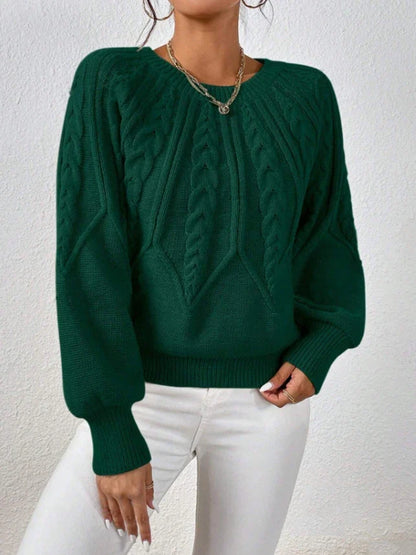 Twist Cozy – Camisola de malha com gola redonda e mangas compridas, quente e versátil 🍁✨