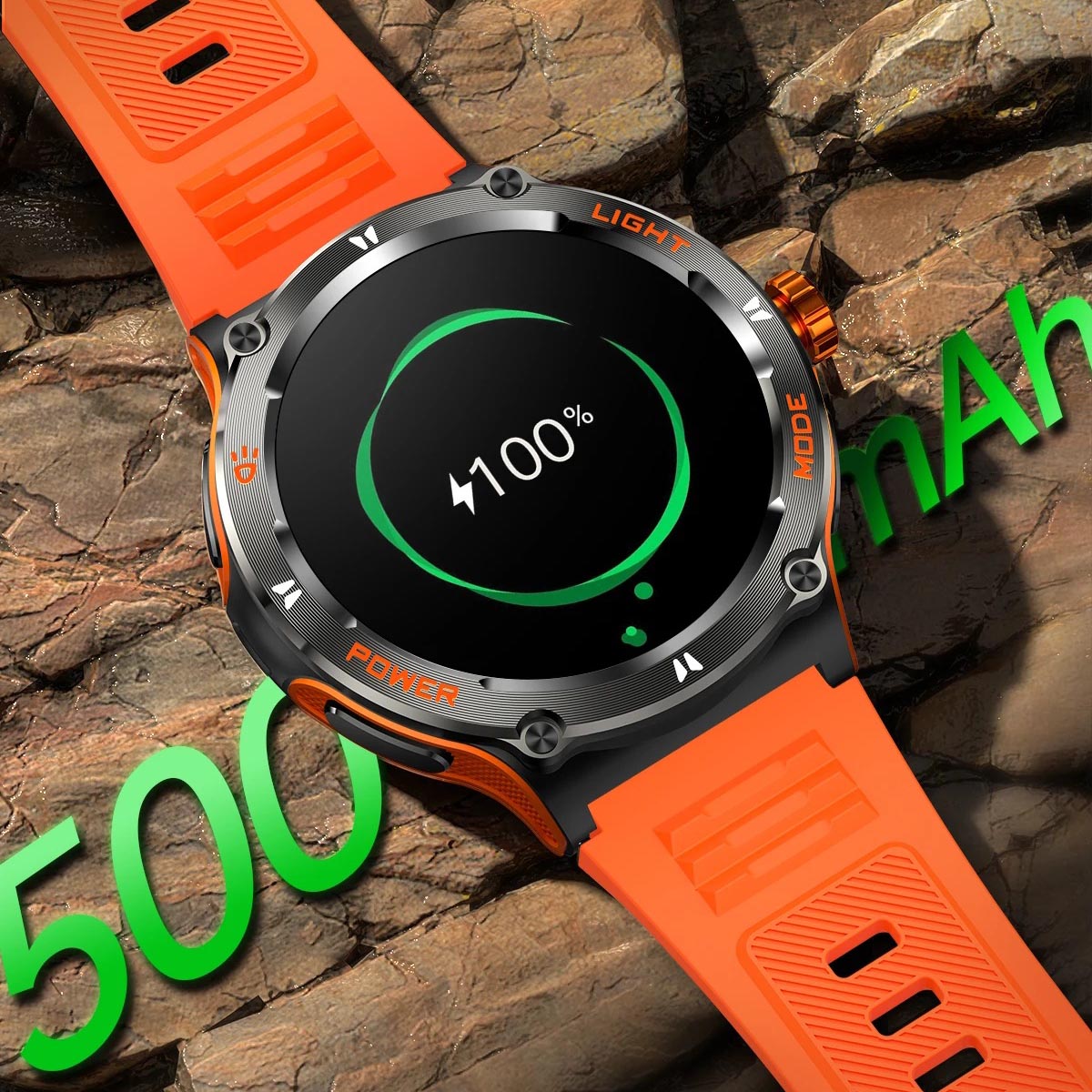 Smartwatch til Mænd med HD Skærm, LED Lys og Boussole