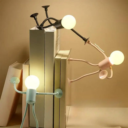 Versatile Small Humanoid Night Lights Changeable Shape Creative Fun Sportsman Table Lamps Button Battery Desk Lamps Ornament
